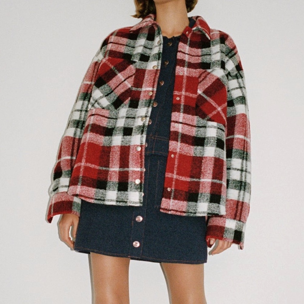 Zara- Oversized Red Plaid Overshirt